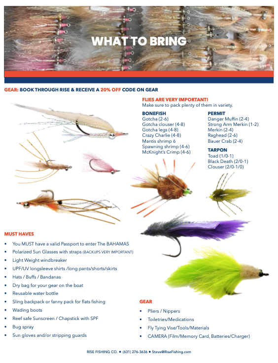 Rise fishing co fly fishing trip to Bahamas what to bring