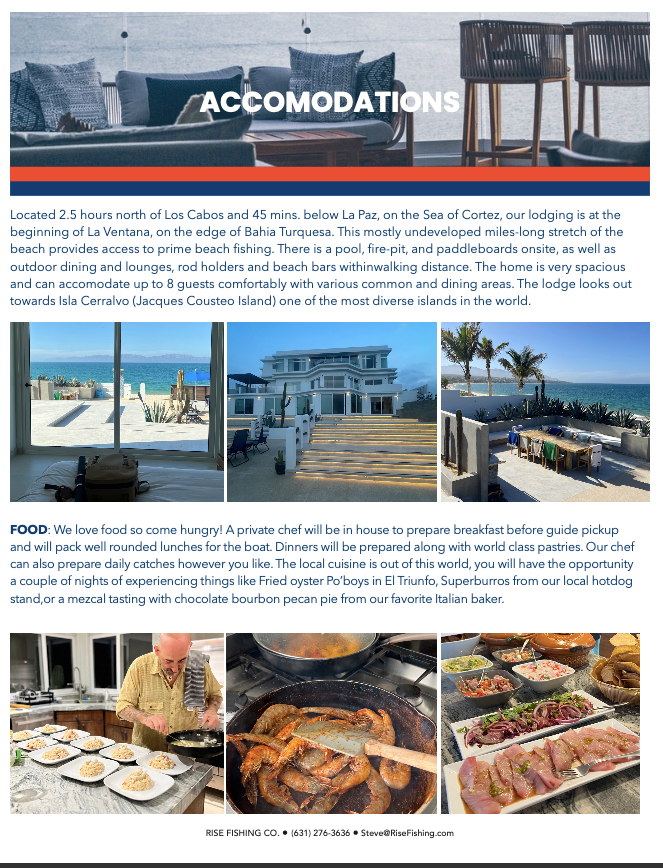 Rise fishing co fly fishing trip to Baja Mexico accommodations