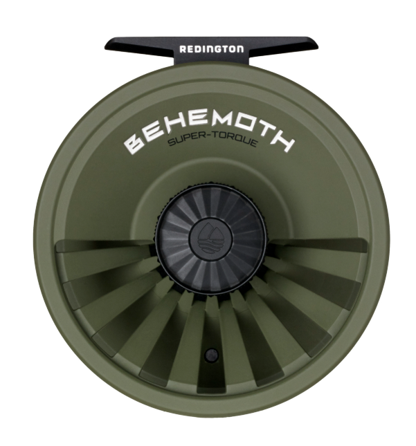 OD Green fly fishing reel with branding on a white background