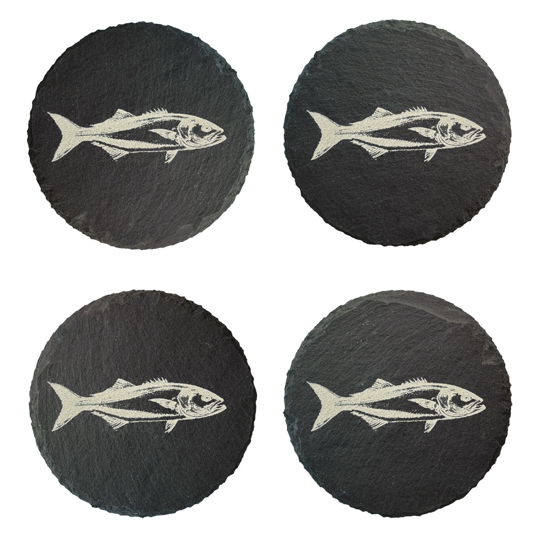 rise fishing co set of 4 slate coaster with saltwater fish images