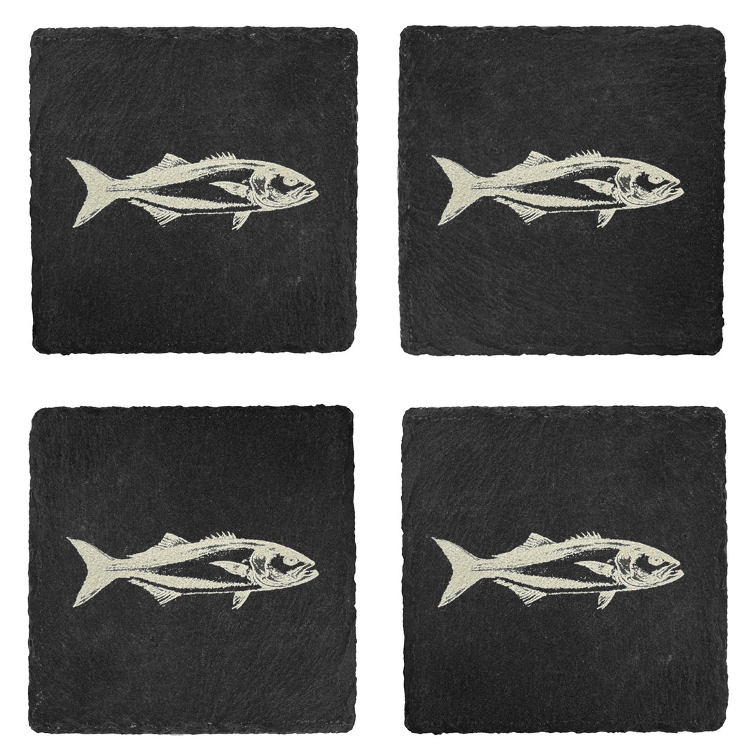 rise fishing co set of 4 slate coaster with saltwater fish images