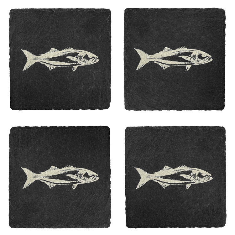 rise fishing co set of 4 slate coaster with saltwater fish images