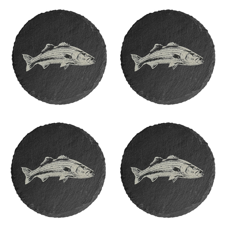 rise fishing co set of 4 slate coaster with saltwater fish images
