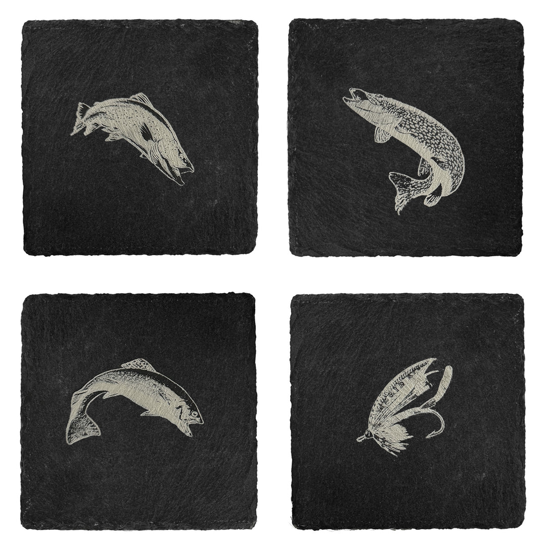 Rise fishing co set of 4 freshwater fly fishing coasters
