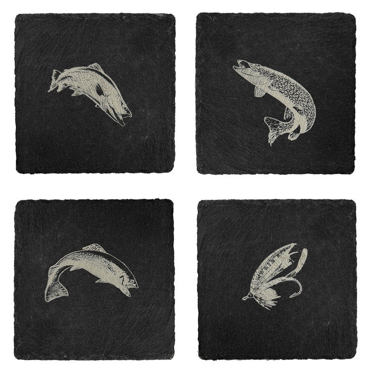 Rise fishing co set of 4 freshwater fly fishing coasters