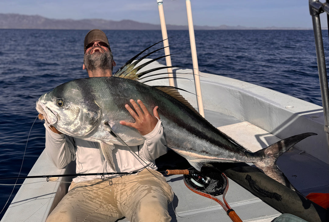 Rise fishing co fly fishing trip to Baja Mexico with 12wt fly rod and rooster fish