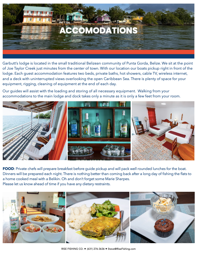 rise fishing co Belize fly fishing trip accommodations