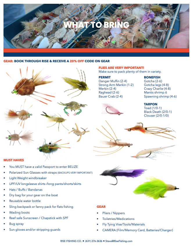 rise fishing co fly fishing trip to Belize what to bring