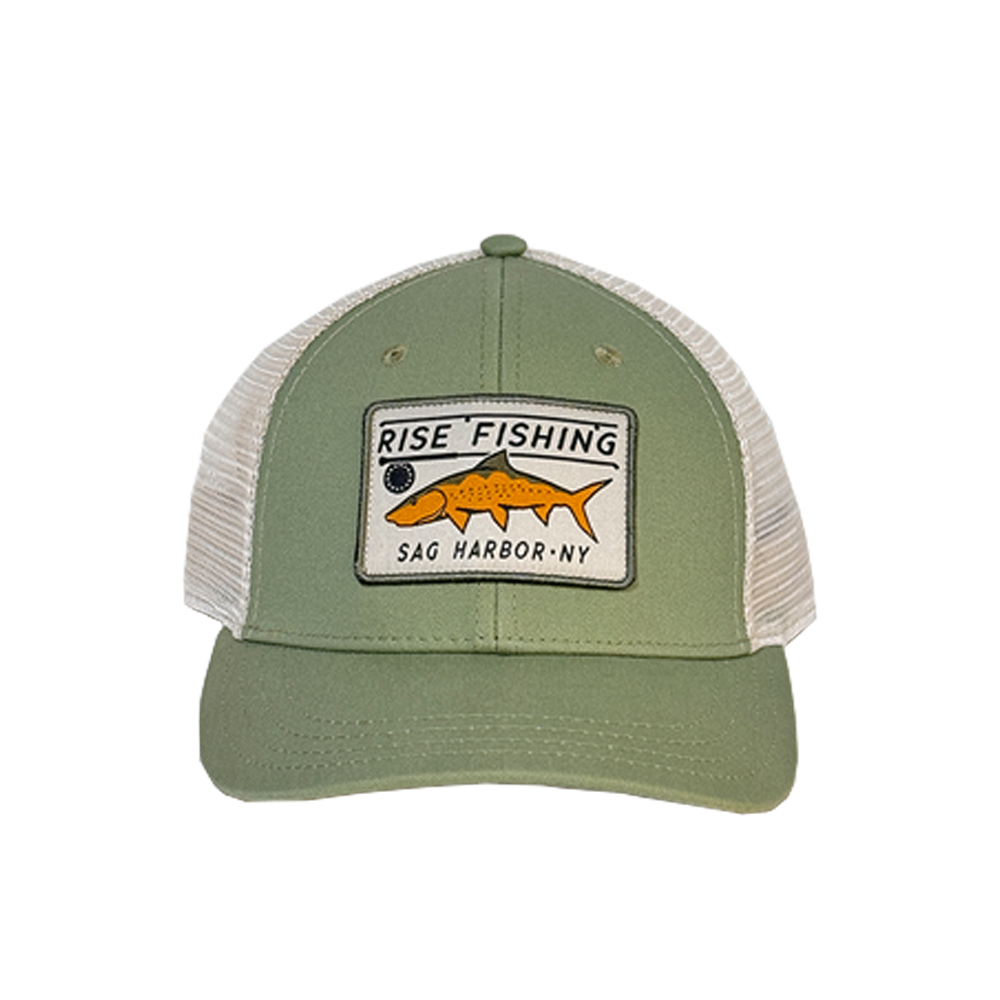 Rise fishing co sage trucker hat with bonefish