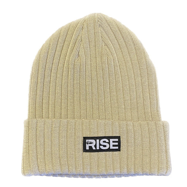 rise fishing co tan wool knit beanie